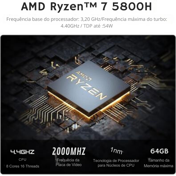 Mine PC Ryzen 7 5800H  AMD DDR4 16GB RAM SSD 500GB  WiFi 4K HD