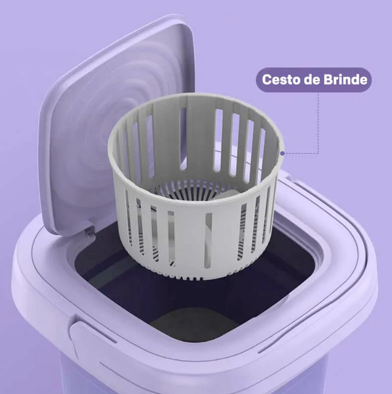 Mini Máquina de Lavar Dobravél, Lava Calçinhas e Meias 8L, Centrifulga - Original
