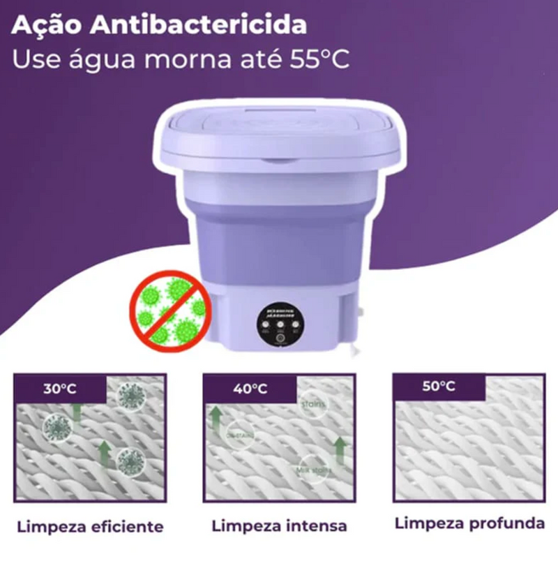Mini Máquina de Lavar Dobravél, Lava Calçinhas e Meias 8L, Centrifulga - Original