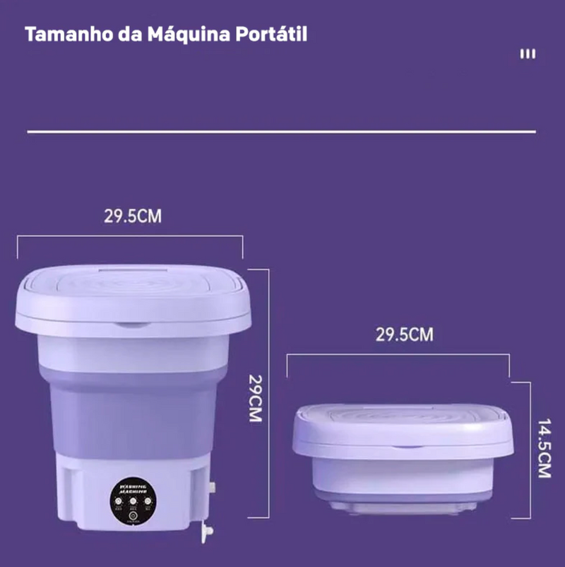 Mini Máquina de Lavar Dobravél, Lava Calçinhas e Meias 8L, Centrifulga - Original