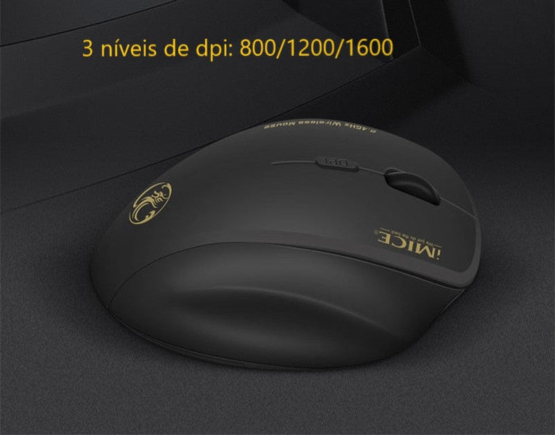 Mouse Ergonômico Sem Fio MICE 6 Botões Até 1600 dpi