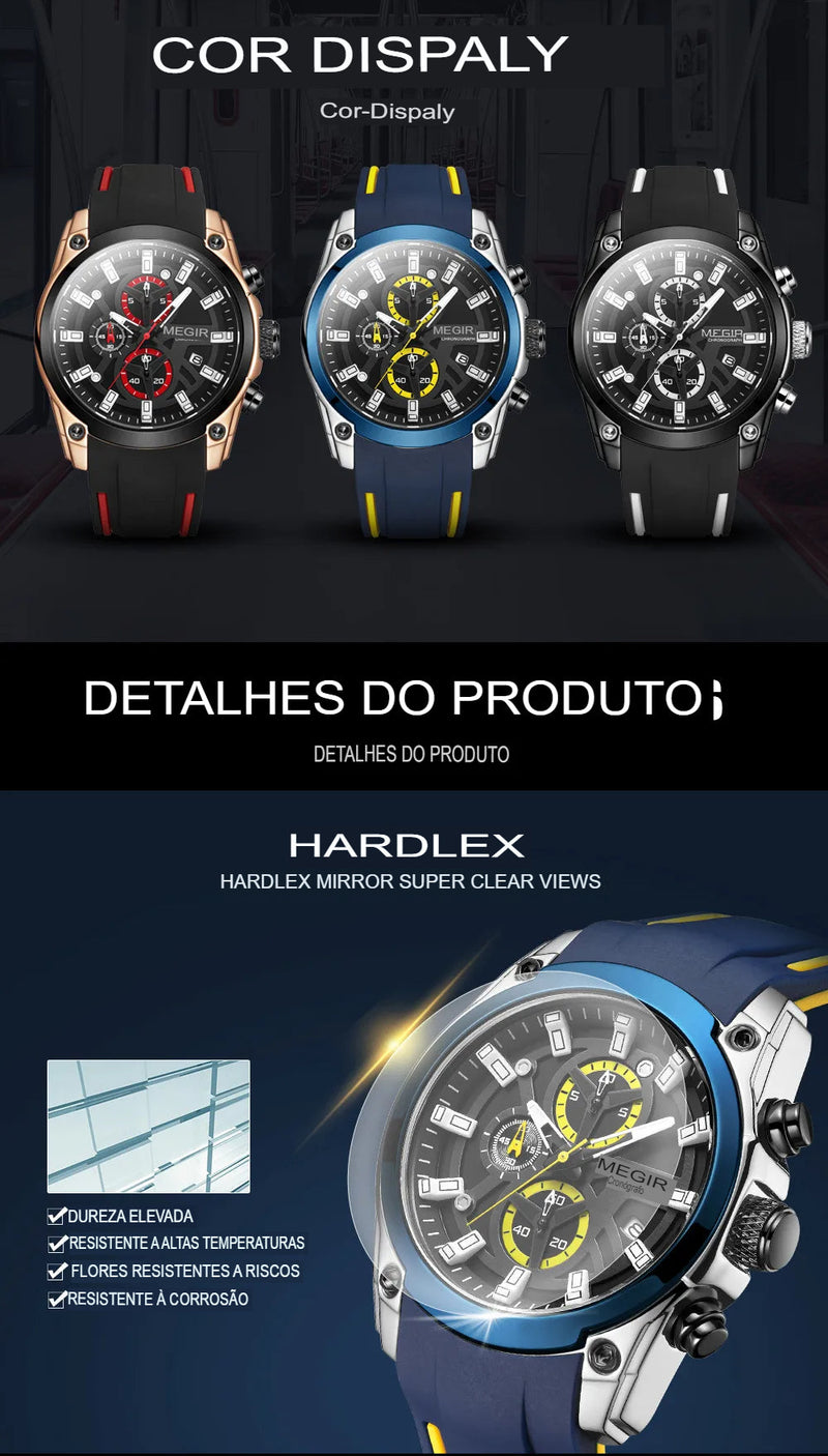 Relógio Masculino Esportivo Masculino Megir Vix