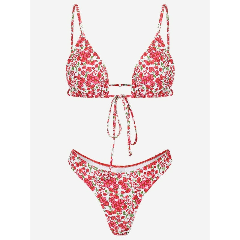 Biquíni Estampado Floral Rinabe Cordão.