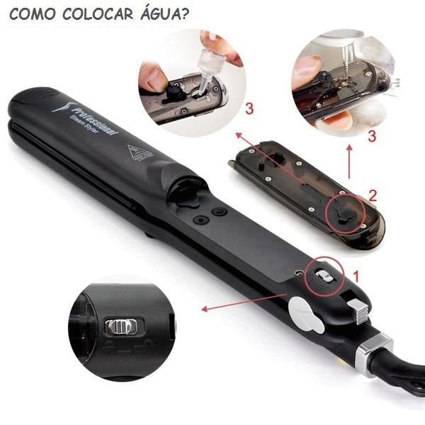 SteamStyler® - Chapinha Alisadora Profissional Argan com Vapor - Frete Grátis