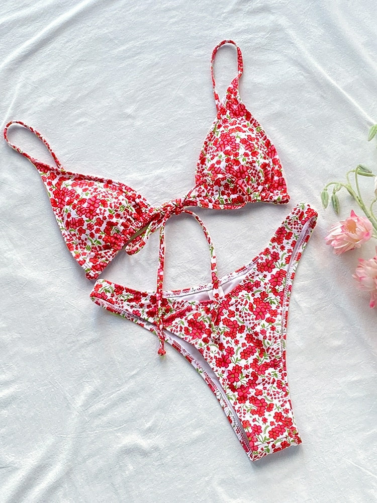 Biquíni Estampado Floral Rinabe Cordão.