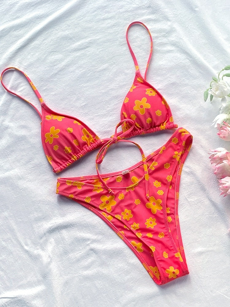 Biquíni Estampado Floral Rinabe Cordão.
