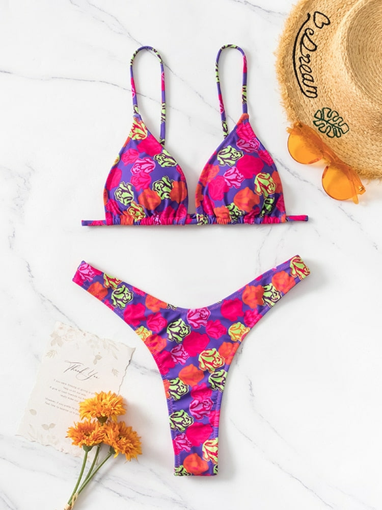 Biquíni Estampado Floral Rinabe Cordão.
