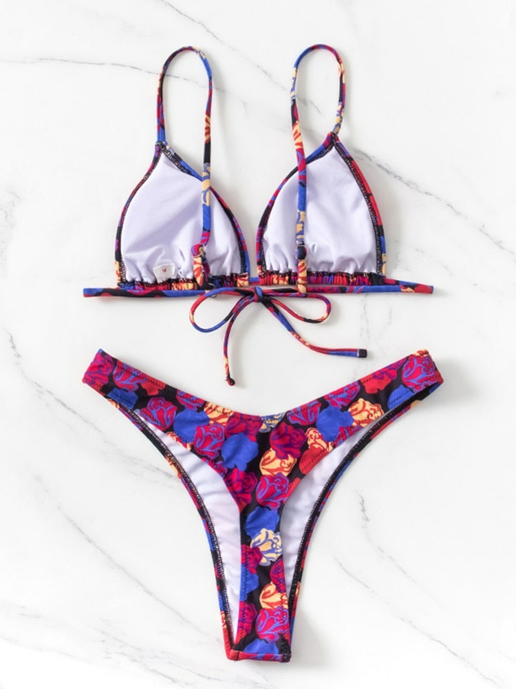 Biquíni Estampado Floral Rinabe Cordão.