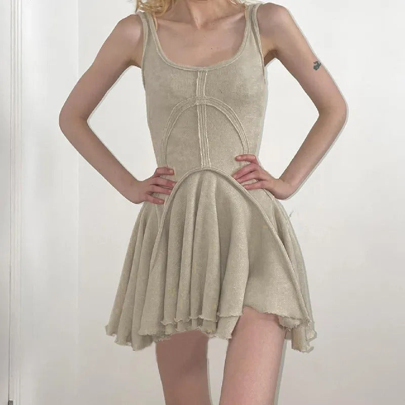 Mini Vestido Caqui Midi 2024