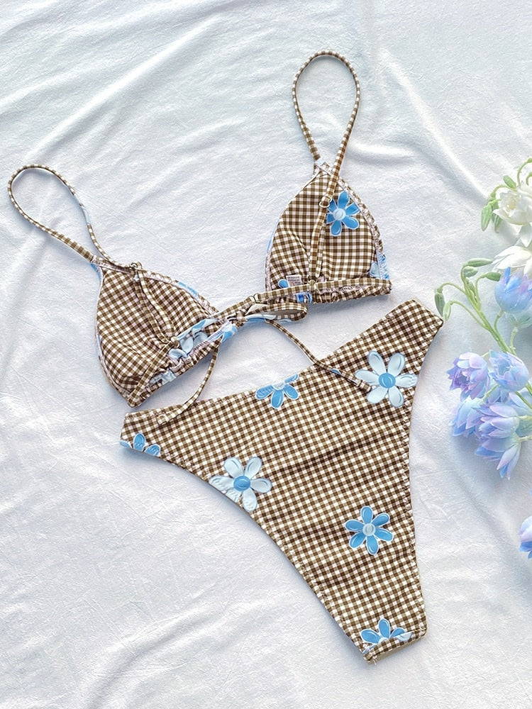 Biquíni Estampado Floral Rinabe Cordão.