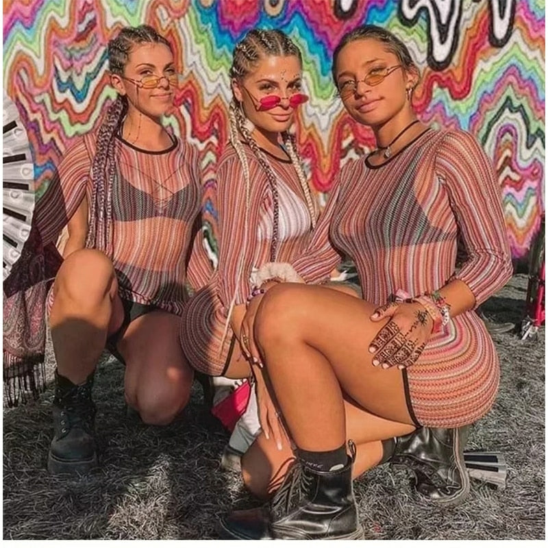 Saida de praia arco-íris malha vazada de croche, super sexy.