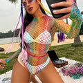 Saida de praia arco-íris malha vazada de croche, super sexy.
