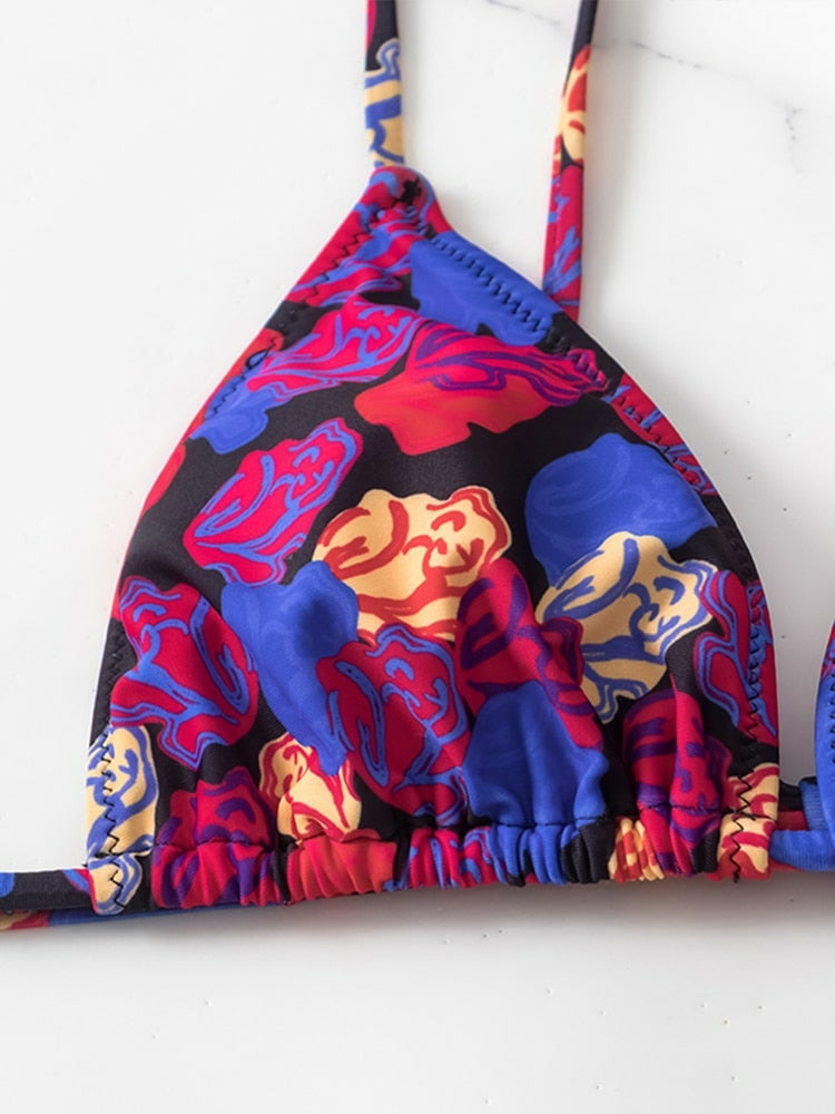 Biquíni Estampado Floral Rinabe Cordão.