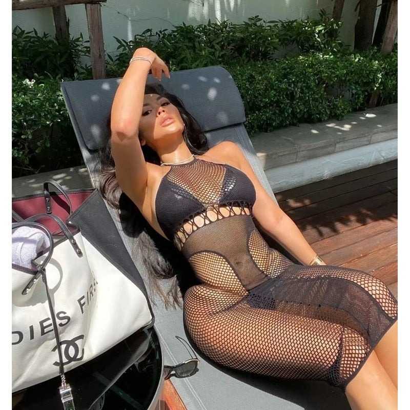 Saida de praia arco-íris malha vazada de croche, super sexy.
